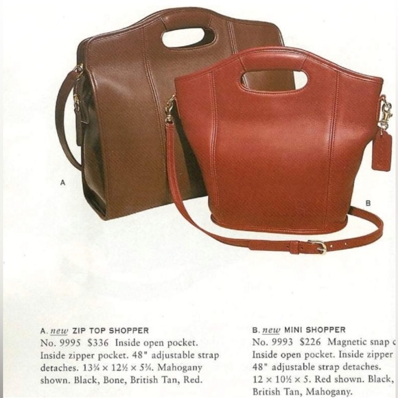 Vintage Coach Zip Top Shopper 9995 Mahogany